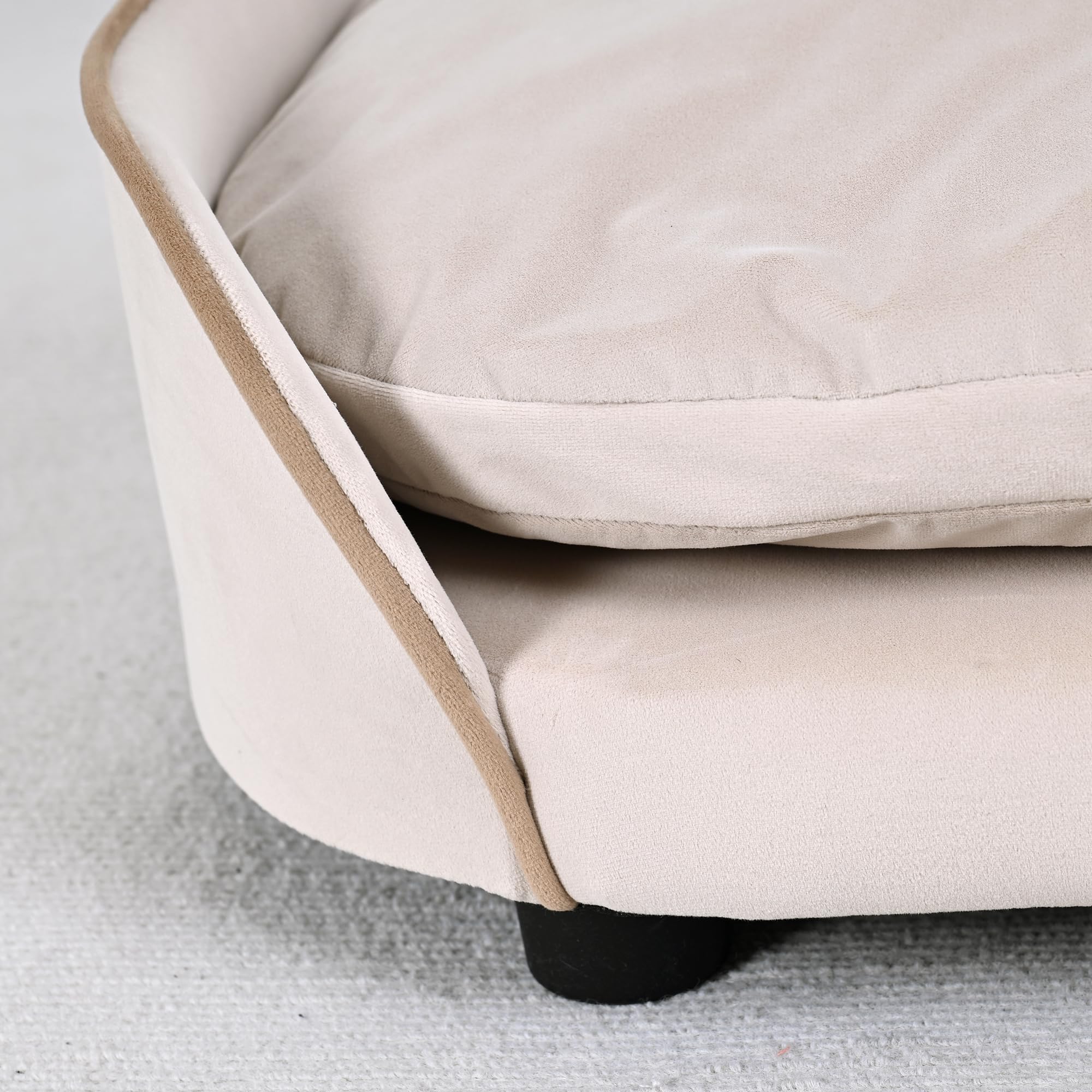 PawHut Canapé pour Chien, canapé pour Animal de Compagnie avec Coussin Amovible et Housse Lavable, en Velours, 66 x 43 x 19,5 cm, Beige