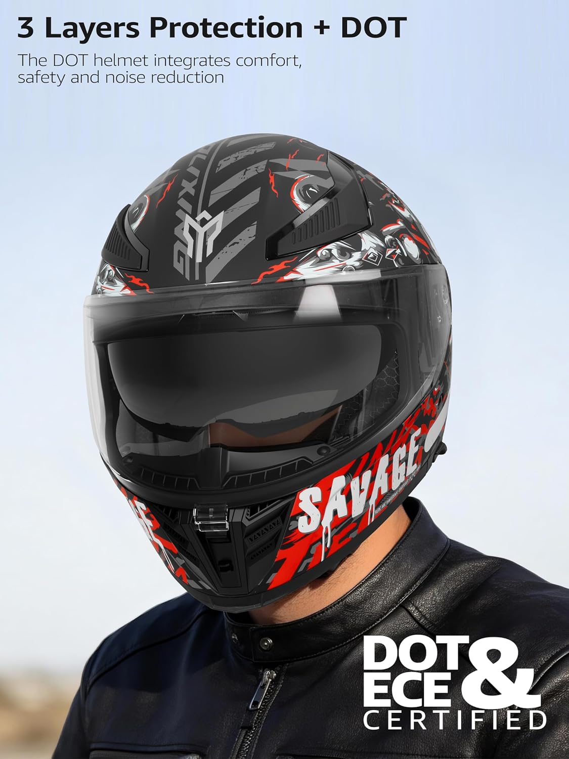 YEMA DOT Approved Full Face Motorcycle Helmet – Adult Motorcycle Helmets with Dual Visors & Adjustable Vents, for Scooter, Moped, Street Bike, Cruiser