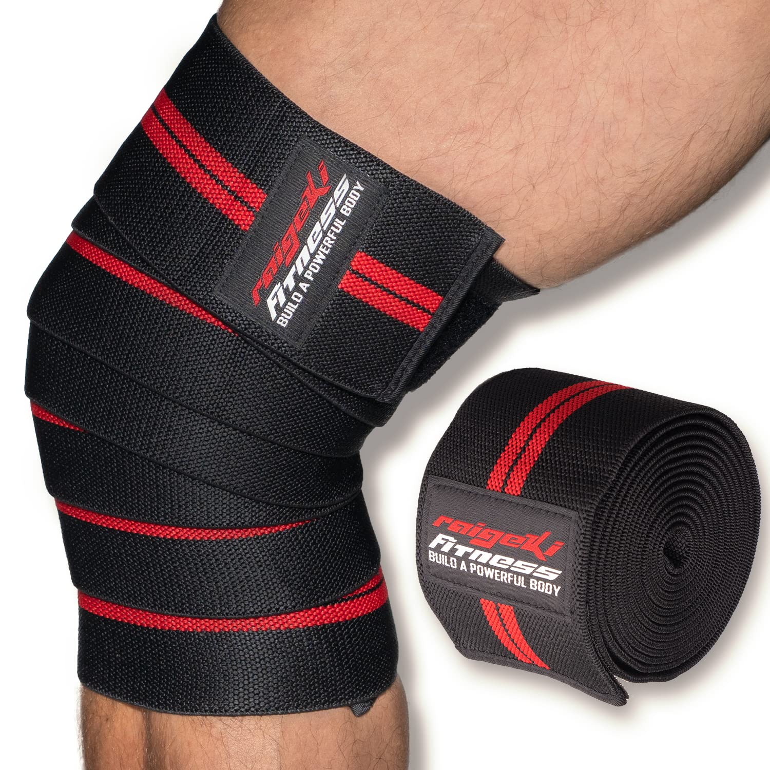 Bodyprox Lot De 2 Genouillères Pour Squat – Énergie élastique, Velcro, Longueur 76 Pouces (3 Pouces Large), Compression Extrême, Haltérophilie