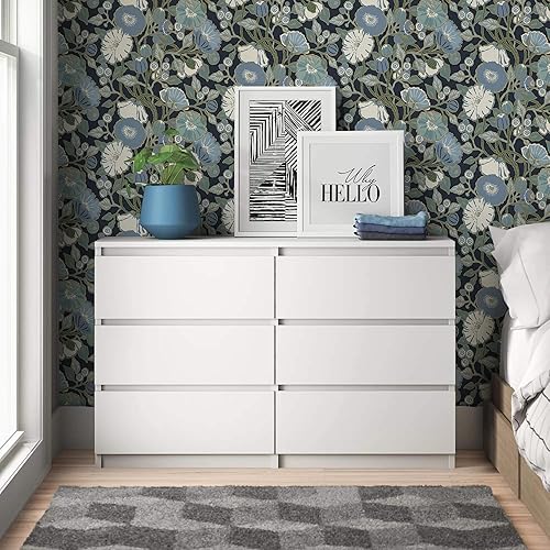 Miniatura 2 de Heroad Papel tapiz autoadhesivo para despegar y pegar, papel de contacto floral azul marino, papel de pared bohemio para cuarto de bebé, dormitorio,