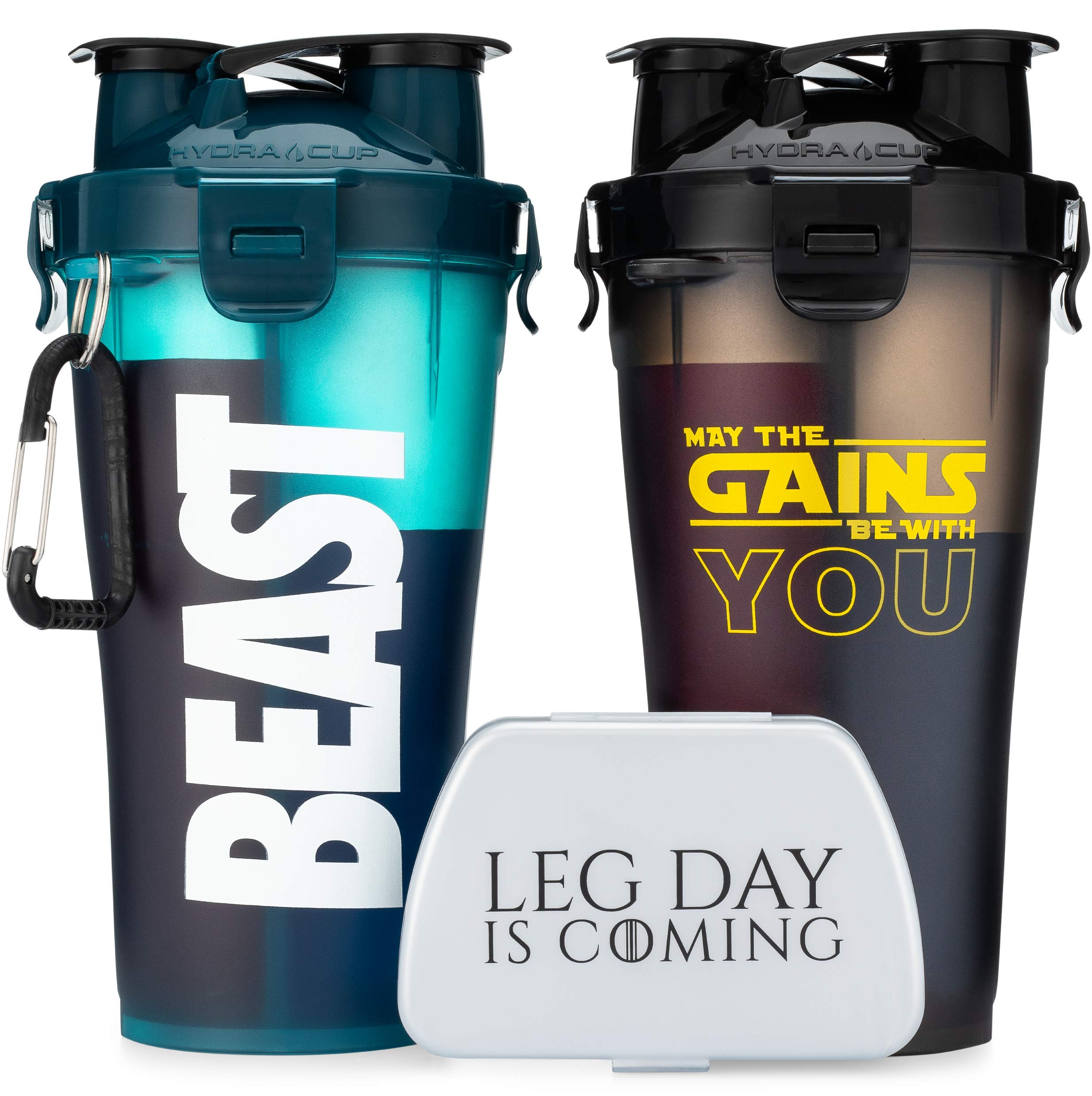 Buy Hydra Cup 30Ounce Dual Shaker Bottle, (2 Pack + Pill Container