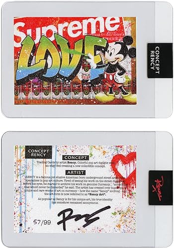 Miniatura 1 de Tarjeta de intercambio Diamond Dust firmada a mano por el artista Rency y serie numerada de solo 99 - Mickey Mouse Love Supreme