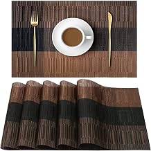 Placemats, Placemats for Dining Table Set of 6, Heat-Resistant Place mats, Stain Resistant Washable PVC Table Mats, BIPASION Kitchen Table Placemats