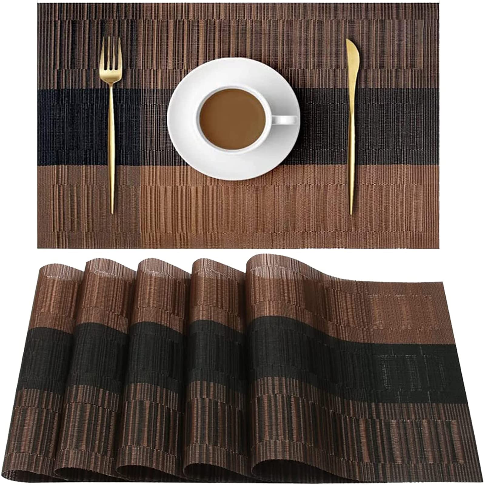 Placemats, Placemats for Dining Table Set of 6, Heat-Resistant Place mats, Stain Resistant Washable PVC Table Mats, BIPASION Kitchen Table Placemats-image-39
