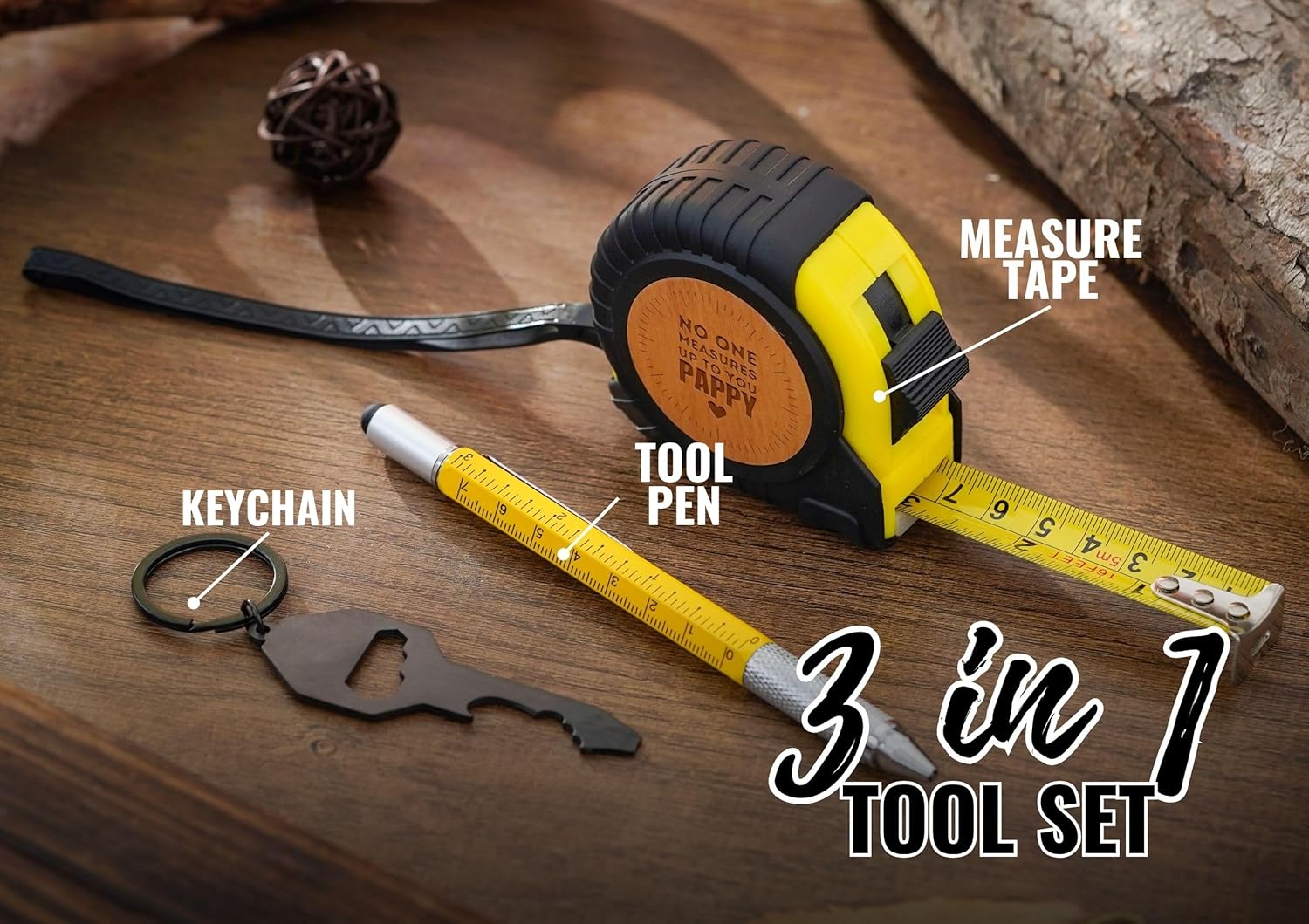 INNObeta Pappy Gifts Tool Set for Grandpa, 16-Foot Easy Read Retractable Tape Measure with Fractions for Father's Day, Birthday, Christmas