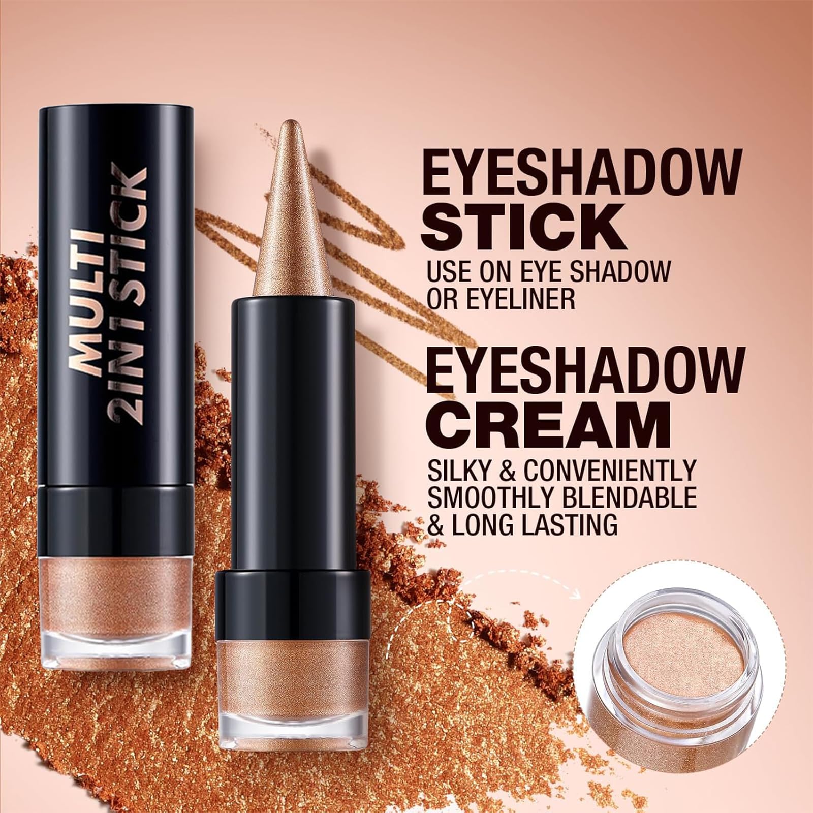 2-in-1 Eyeshadows & Eyeliner Stick Set, Double-Ended Sparkling Eyeshadow Pencil & Eyeshadow Set - Image 3