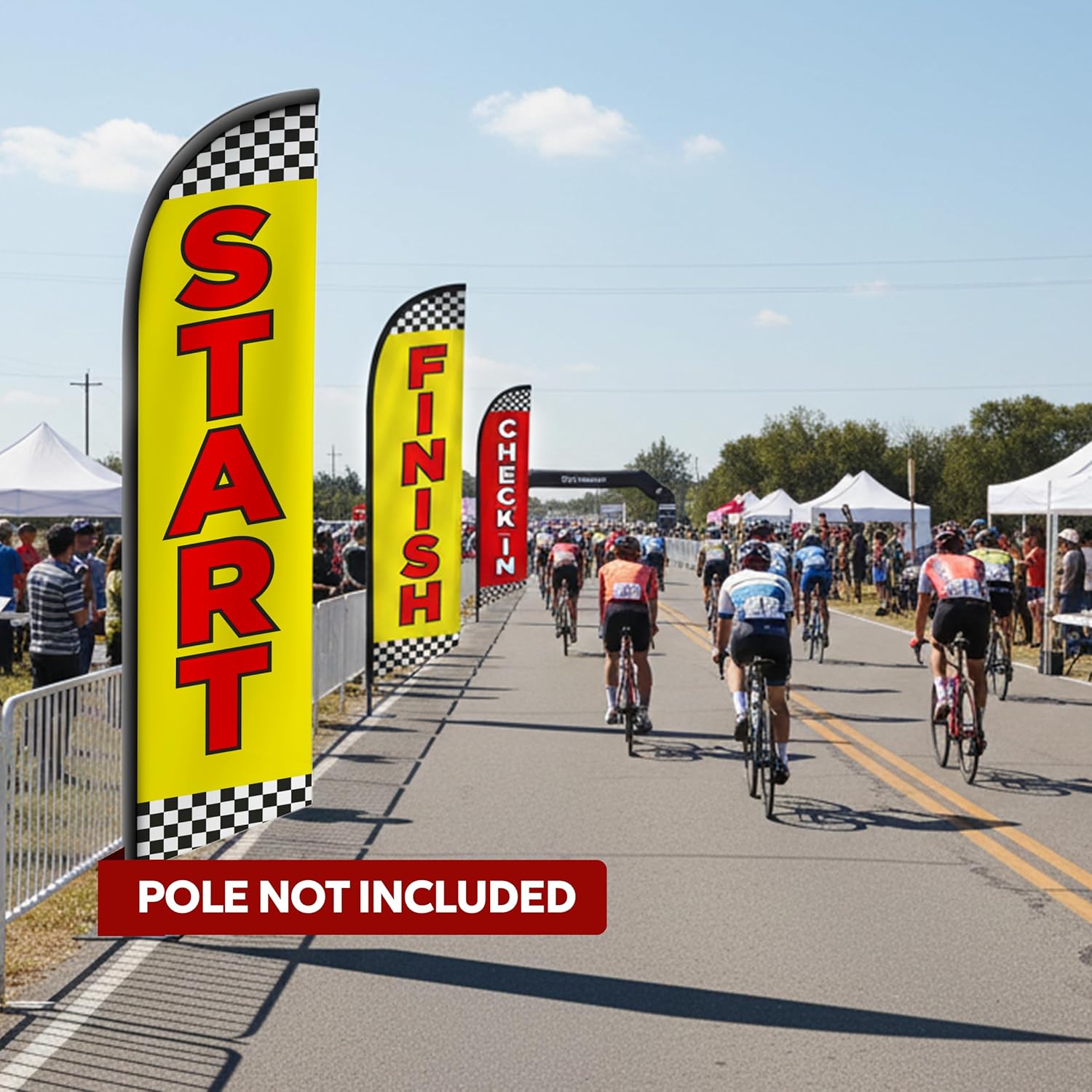 Start and Finish Line Banner - Racing Flags - Finish Line Banner - Set of Three Feather Flags Banners for Events & Festivals 12ft x 2.5ft (Pole not included) - Image 5