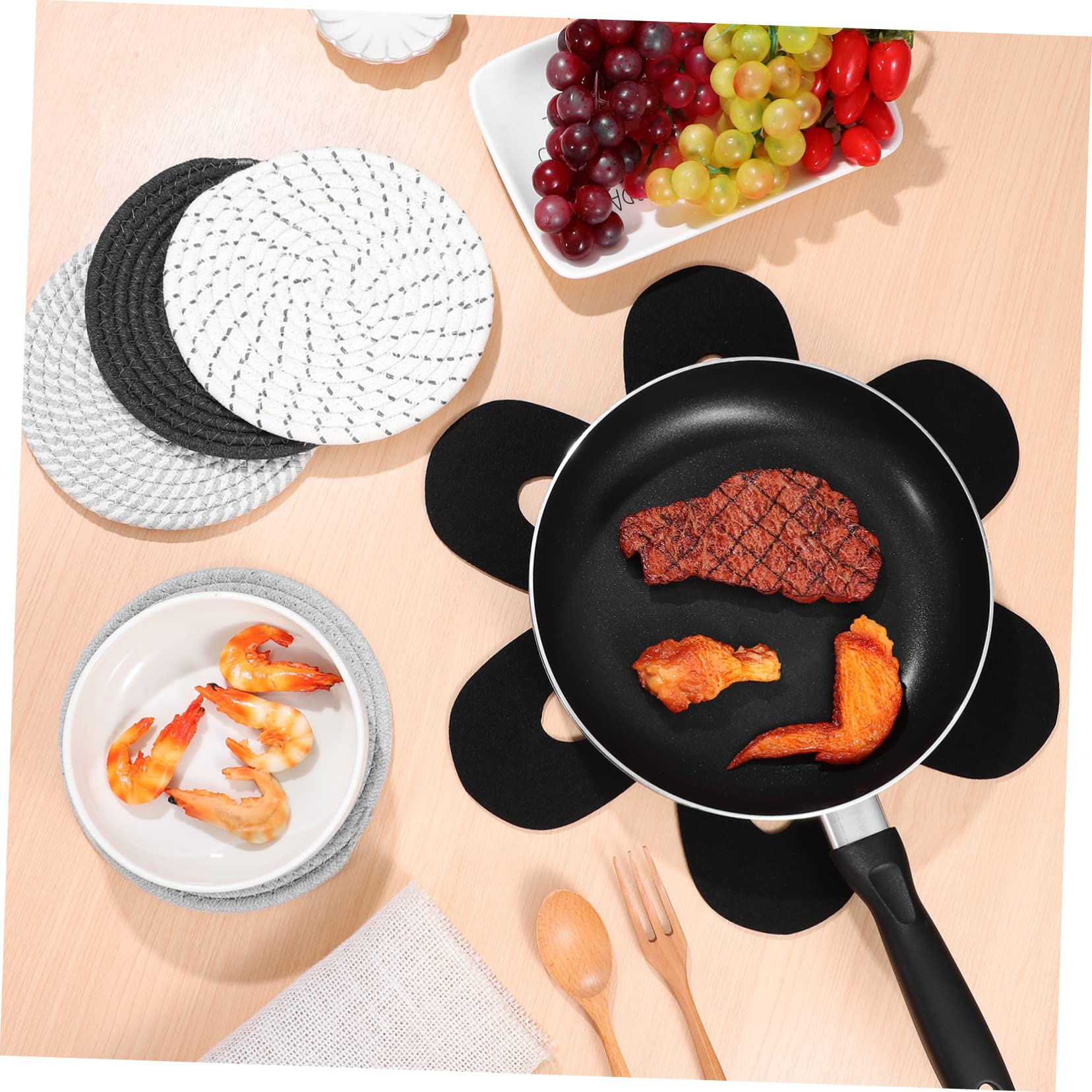 Mikinona Juego de Protectores para Sartenes Redondos Antideslizantes de Fieltro con Forma de Flor, Accesorios Esenciales de Cocina y Soporte para Ollas