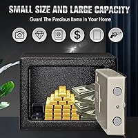 Vista 7 de Caja de seguridad electrónica con teclado y llaves, cajas de bloqueo de dinero, cajas de seguridad para el hogar, oficina, habitaciones de hotel