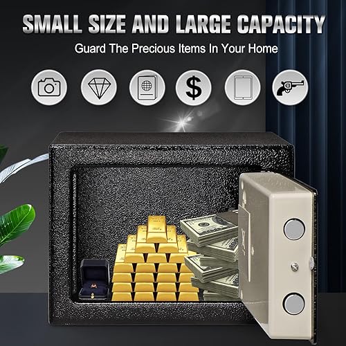 Miniatura 7 de Caja de seguridad electrónica con teclado y llaves, cajas de bloqueo de dinero, cajas de seguridad para el hogar, oficina, habitaciones de hotel,