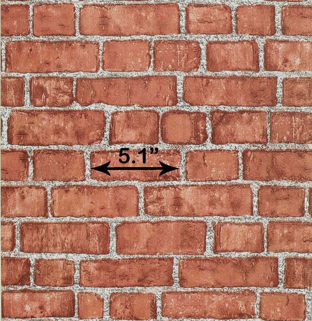 Naphite Red Brick Peel and Stick Wallpaper 3D Faux Brick Contact Paper for Cabinets/Drawers Self Adhesive Removable Wallpaper Wrapping Paper Backsplash Fireplace Kitchen Waterproof 17.7inW 393inL