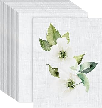 VOKOY 30 Sheets Linen Textured Paper, 8 1/2 x 11" Blank White Printer Paper for Invitation Cards Making Office Printing Crafting Scrapbook DIY Projects, 92 lb Cover