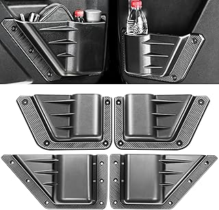 4PCS Front and Rear Door Storage Pockets Compatible for Ford Bronco Accessories 2025,Side Cup Holder Fit Bronco 4-Door 2021 2022 2023 2024,Interior Organizer Box Accessories,4PCS Black
