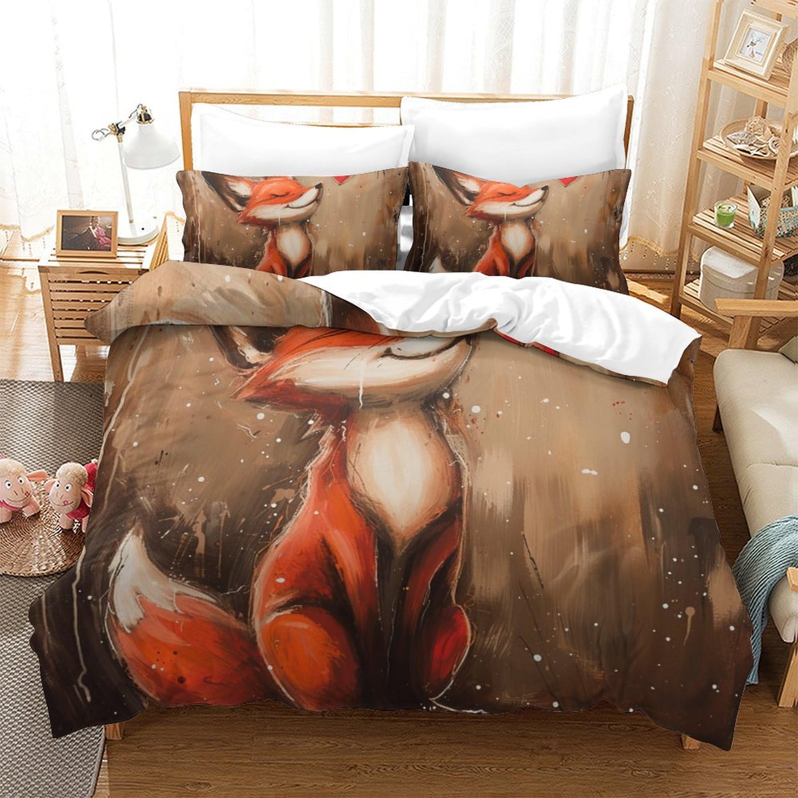 Housse de couette renard 3D en microfibre pour transformer votre chambre en cocon