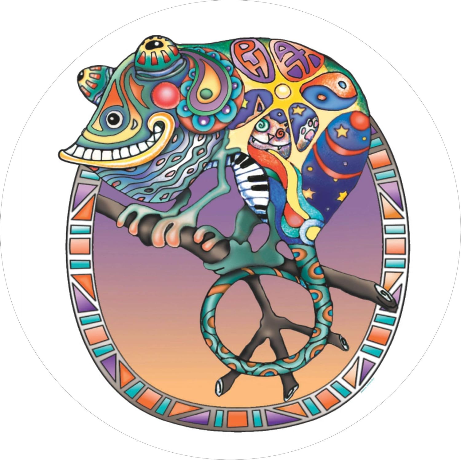 TIRE COVER CENTRAL Peace Multi Color Lizard Spare Tire