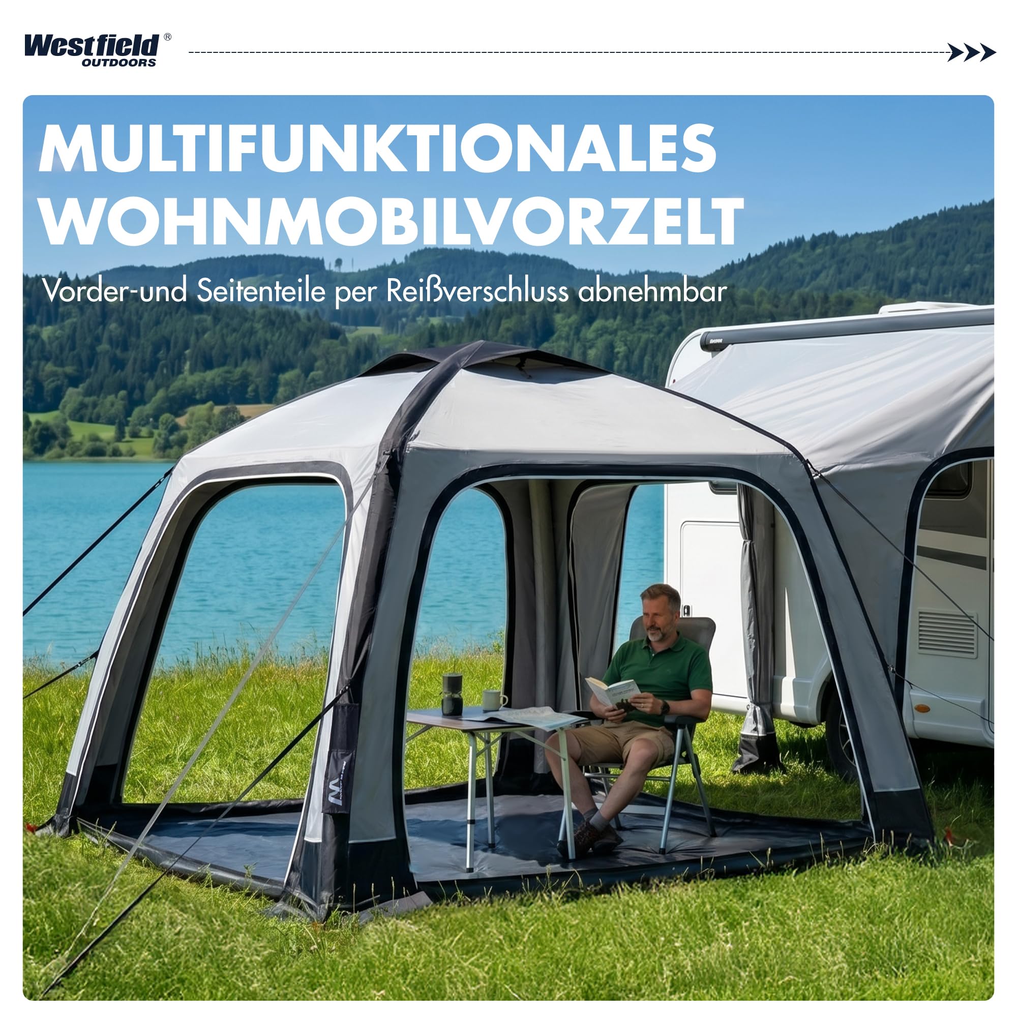 Westfield Outdoors Triton, Aufblasbares Vorzelt, Pavillion-Luftzelt, Busvorzelt Campingzelt mit Drive-Away-Funktion, 3000 mm Wasserdicht, UV- & Windfest