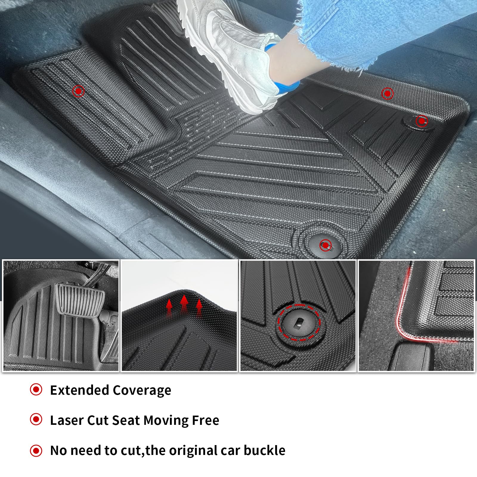 Thinzyou Floor & Cargo Mats For 2021-2026 Kia Sorento – TPE Waterproof Trunk Mat With Backrest Protector, Fits 6 & 7 Seats (Not Hybrid) - View #14