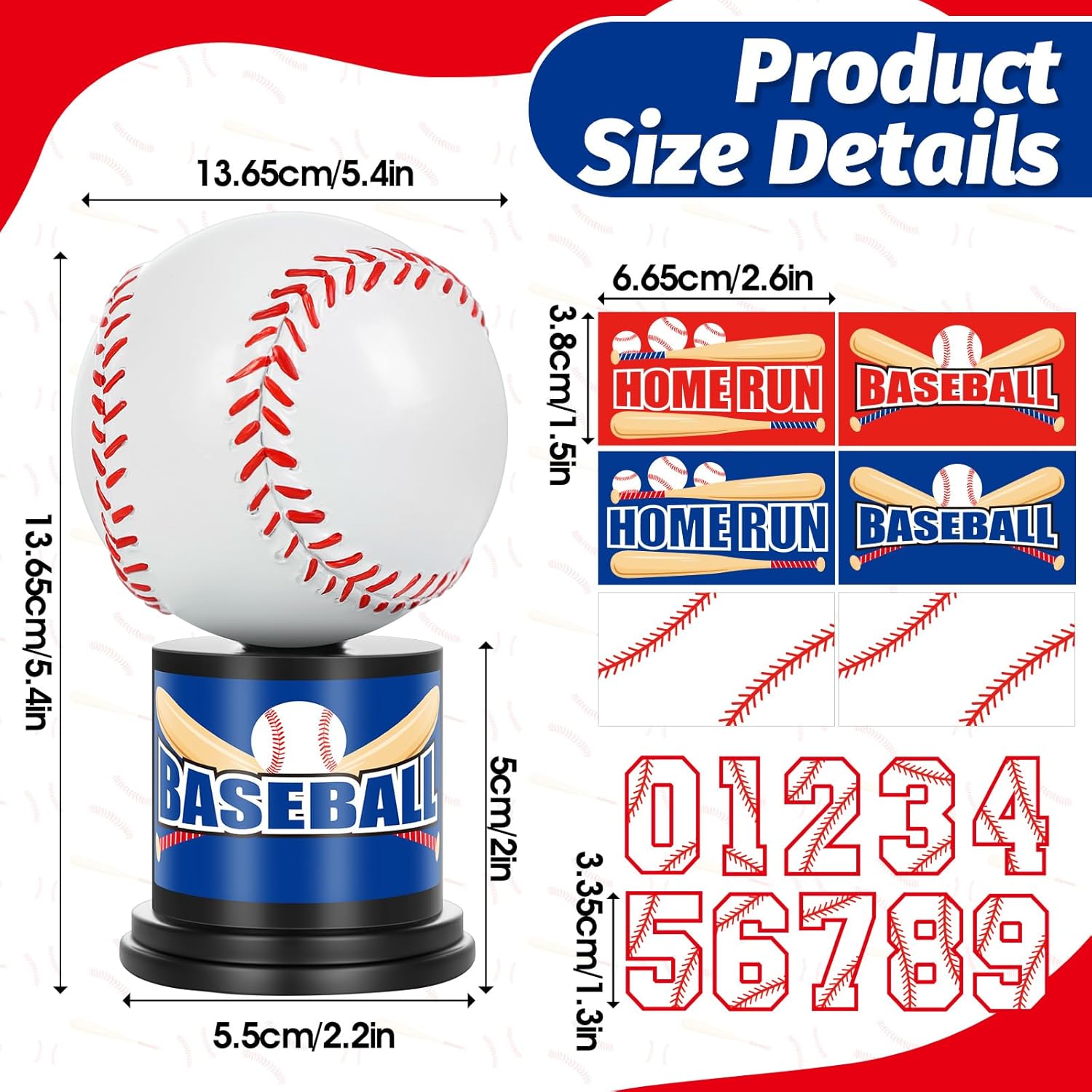 Eyourlife 5.3 Inches Tall Baseball Trophy for Kids Champions League Trophy Team Awards Baseball Homerun Game Awards Medals Sports Trophy Premier League Trophy with DIY Stickers