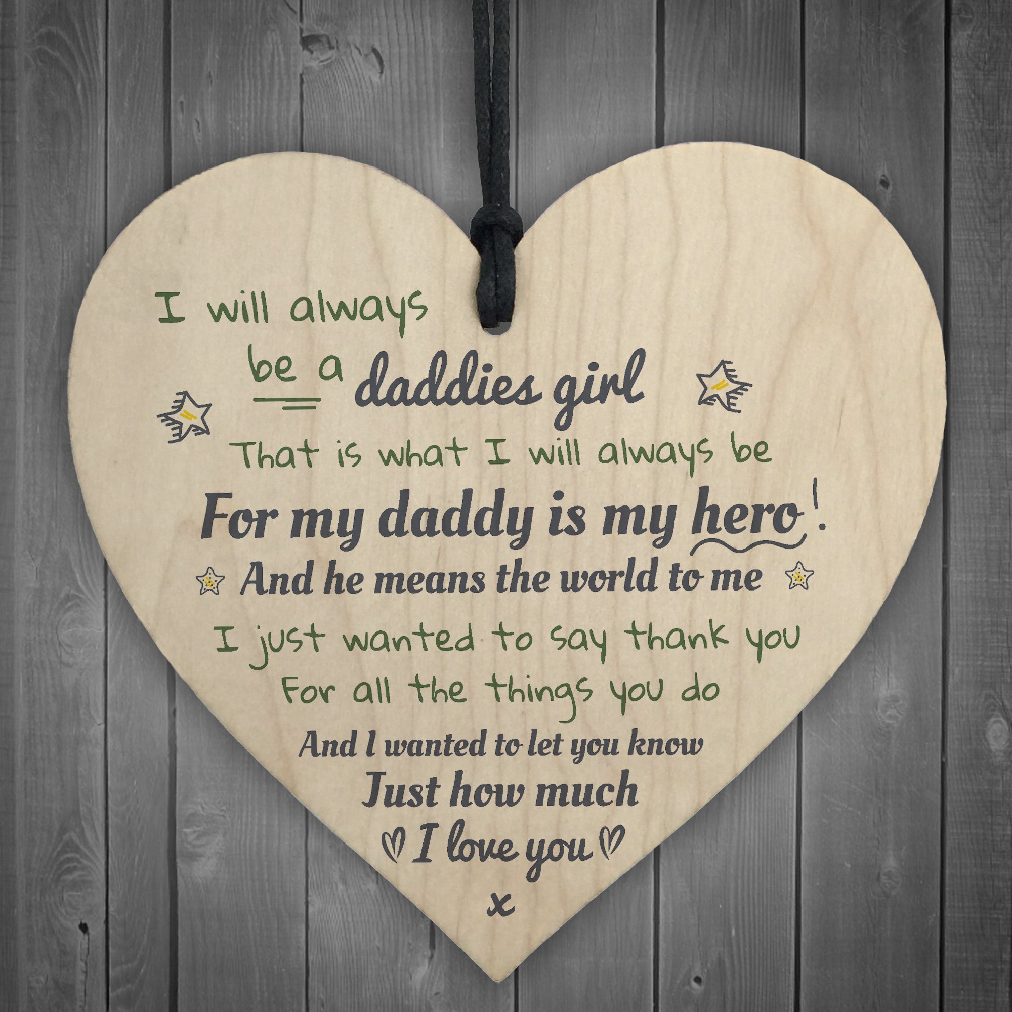 Red Ocean Always Be Daddies Girl Fathers Day Heart Sign Thank You Birthday Dad Daddy Gift For Him