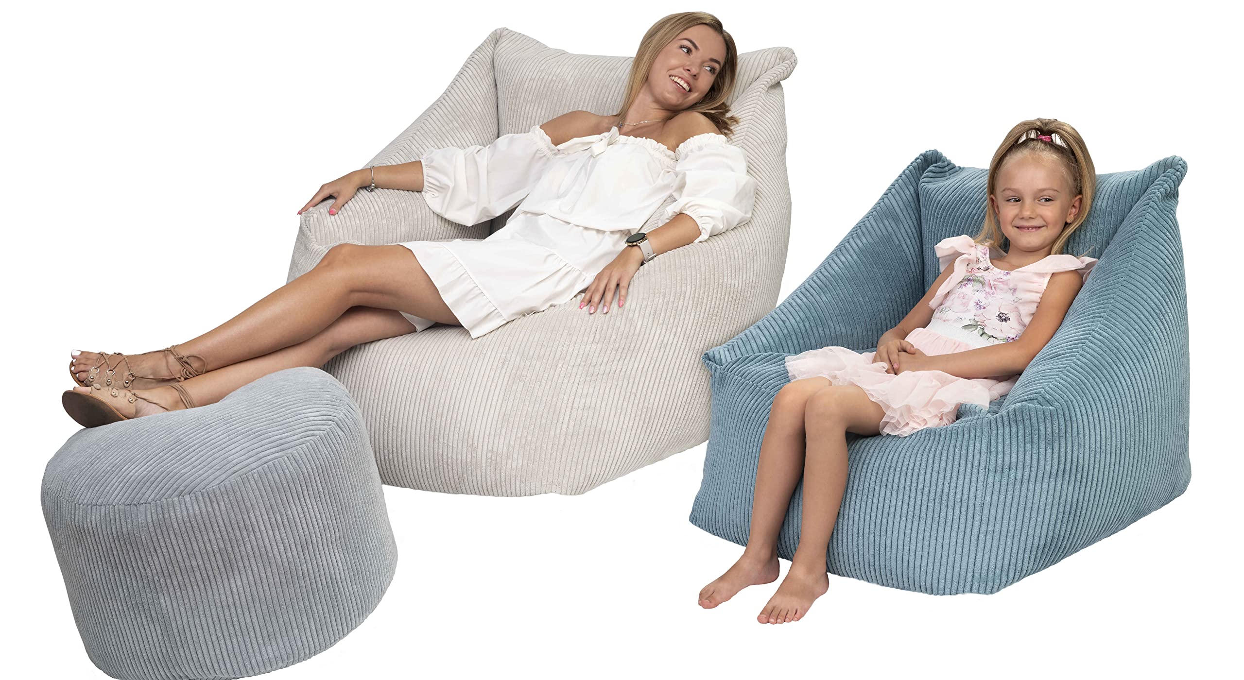 chilly pilley Poltrona Con Schienale E Braccioli Riempita Di Palline Di Polistirolo Espanso Comoda Poltrona Per Adulti E Bambini Ampia Scelta Di Colori E Tessuti (Blu Scuro)