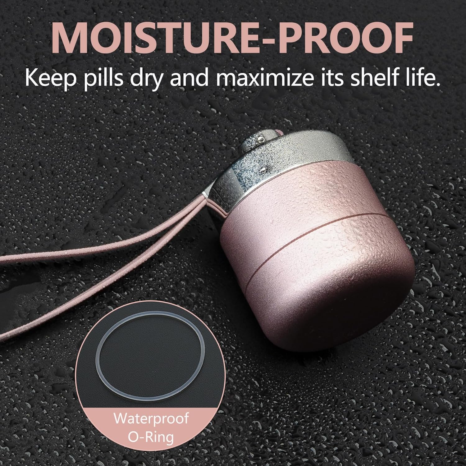 Mossime Metal Travel Pill Organizer, Portable 7 Day Vitamin Organizer Stackable, Waterproof 1 Times A Day Pill Box, Large Pill Container, Daily Medicine Organizer for Vitamin, Fish Oil, Supplement