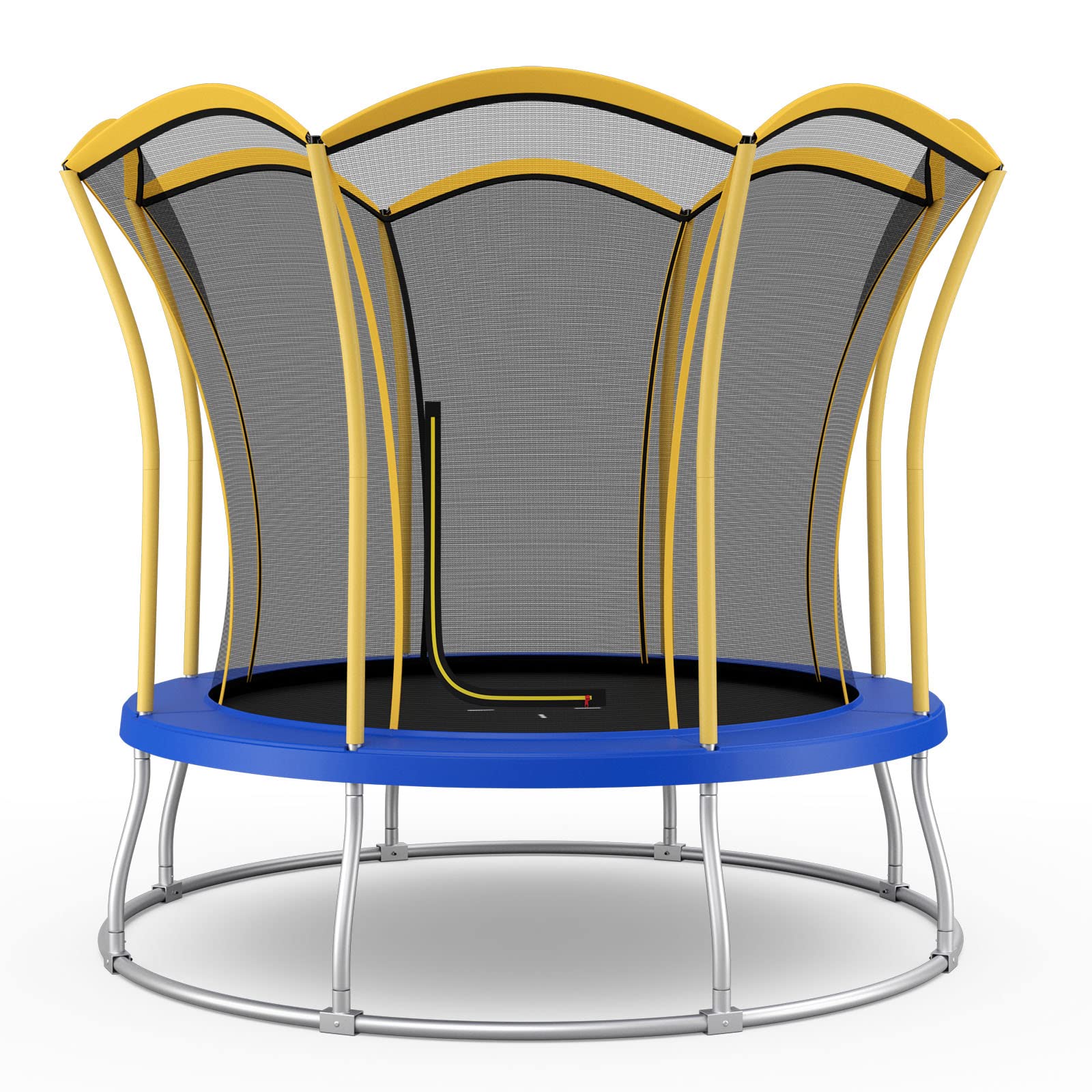 COSTWAY φ244cm/ 305cm Gartentrampolin mit Blumenform, GS Zertifiziert, Trampolin Outdoor mit Sicherheitsnetz, gepolsterten Stangen & Randabdeckung, Kindertrampolin Komplettset bis 190 kg belastbar