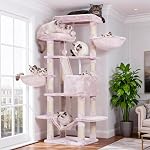 Heybly Arbre de chat pour les grands chats,68 tour de chat multi-niveaux de pouce pour les chats intérieurs,2 Condo en peluche élargie Perches Cat avec planche à gratter et grandes grottes,Smoky Gray HCT025G