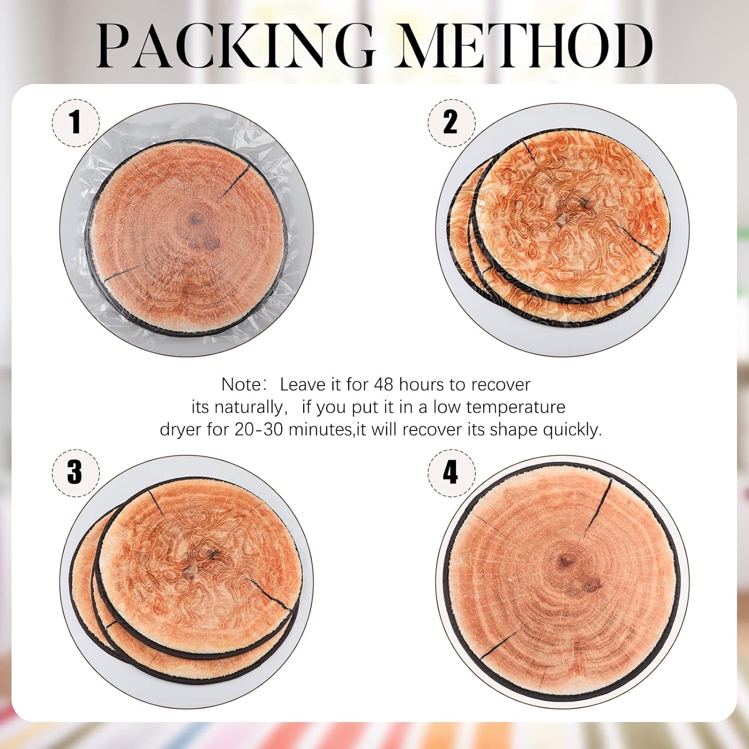 Woanger 24 Pcs Carpet Circle Seats 13.78 Inch 3D Digital Print Wood Tree Round Floor Cushion Soft Warm Small Mat Circle for Preschool Classroom Seating Home Couch Sofa Bedroom Living Room Decor
