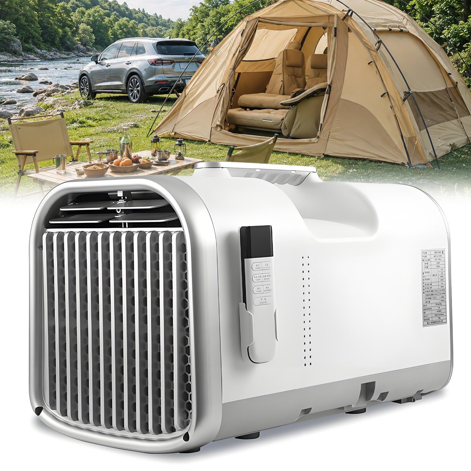 Przenośny klimatyzator 5100 BTU, mobilny klimatyzator na kemping, namiot, sypialnię, ciężarówkę, samochód kempingowy i na zewnątrz, 400 W, timer 1-12H, 4 tryby, 7,4-9,3 m²