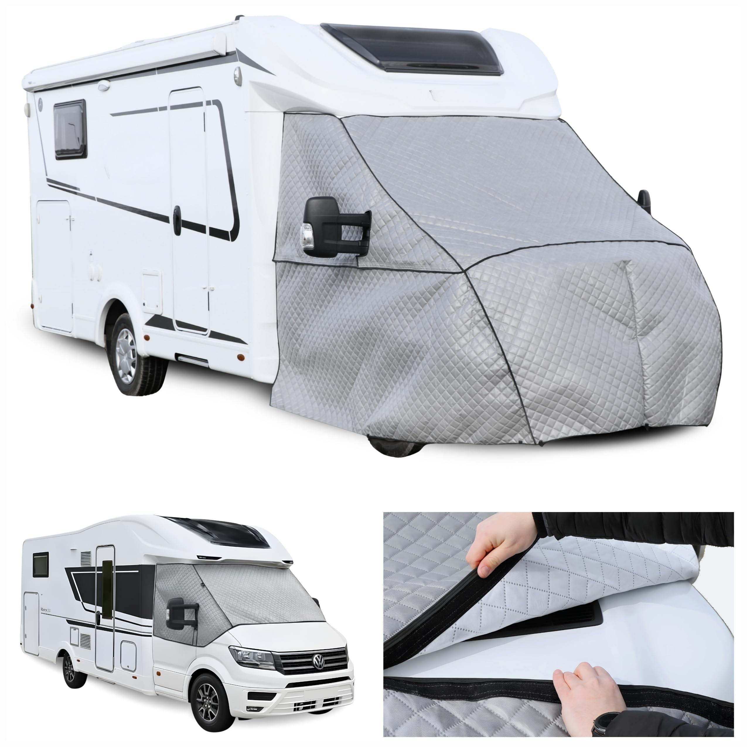 Thermomatte Außenisoliermatte für Volkswagen Crafter II ab Baujahr 2016 Wohnmobil, Frontscheibenabdeckung Fahrerhaus, Thermoschutz Sonnenschutz Winter Schnee EIS Abdeckung, 5-lagige Thermomatten