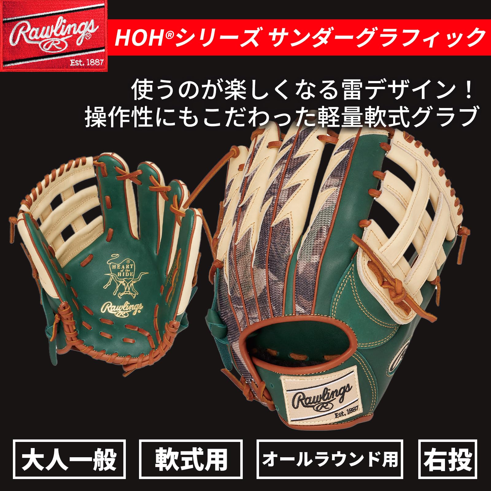 Rawlings Baseball Adult Glove Soft [All Round] HOH Thunder