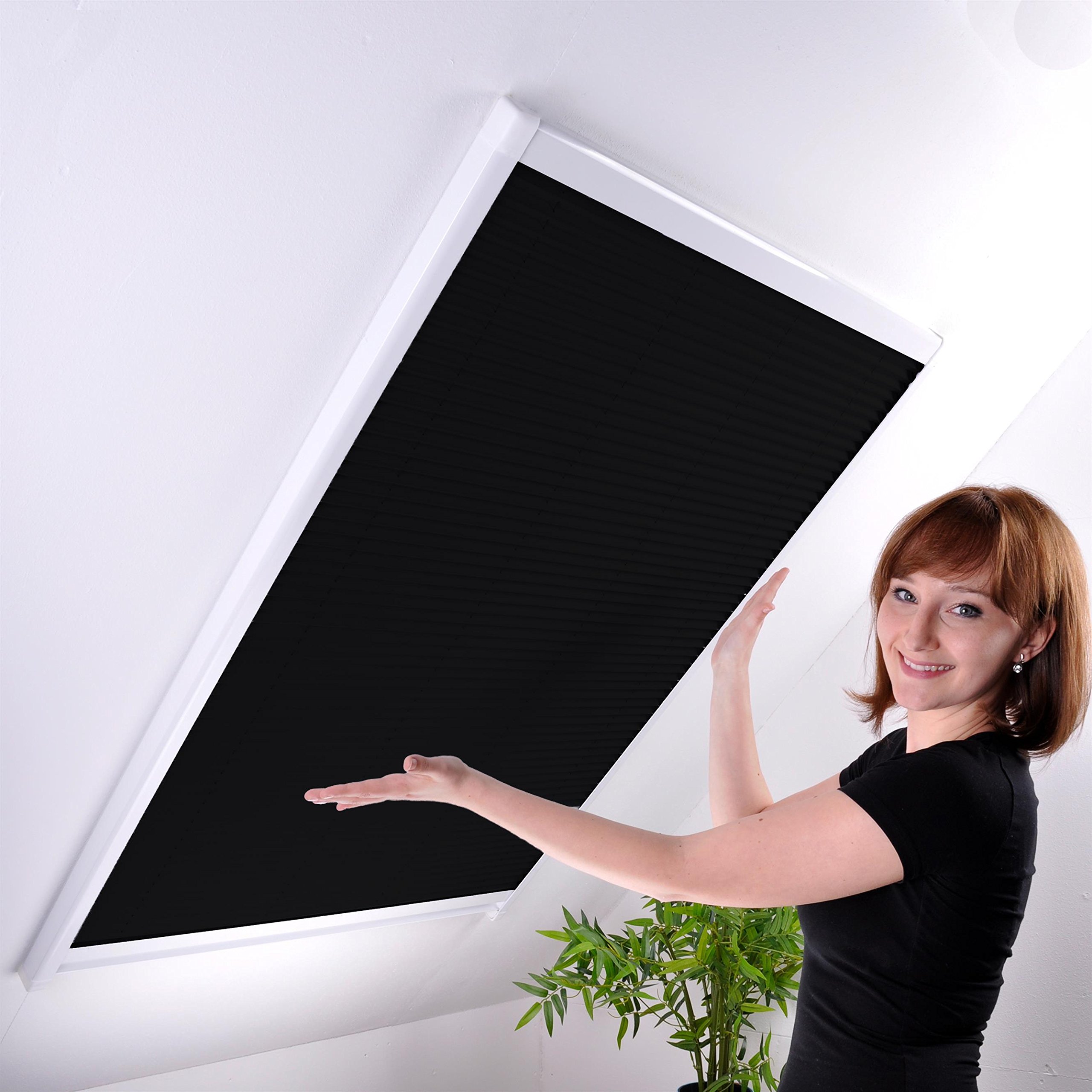 Sonnenschutz-Plissee für Dachfenster bis max. 100 x 157 cm - Sonnenschutzplissee Dachfensterplissee Sichtschutz weiß