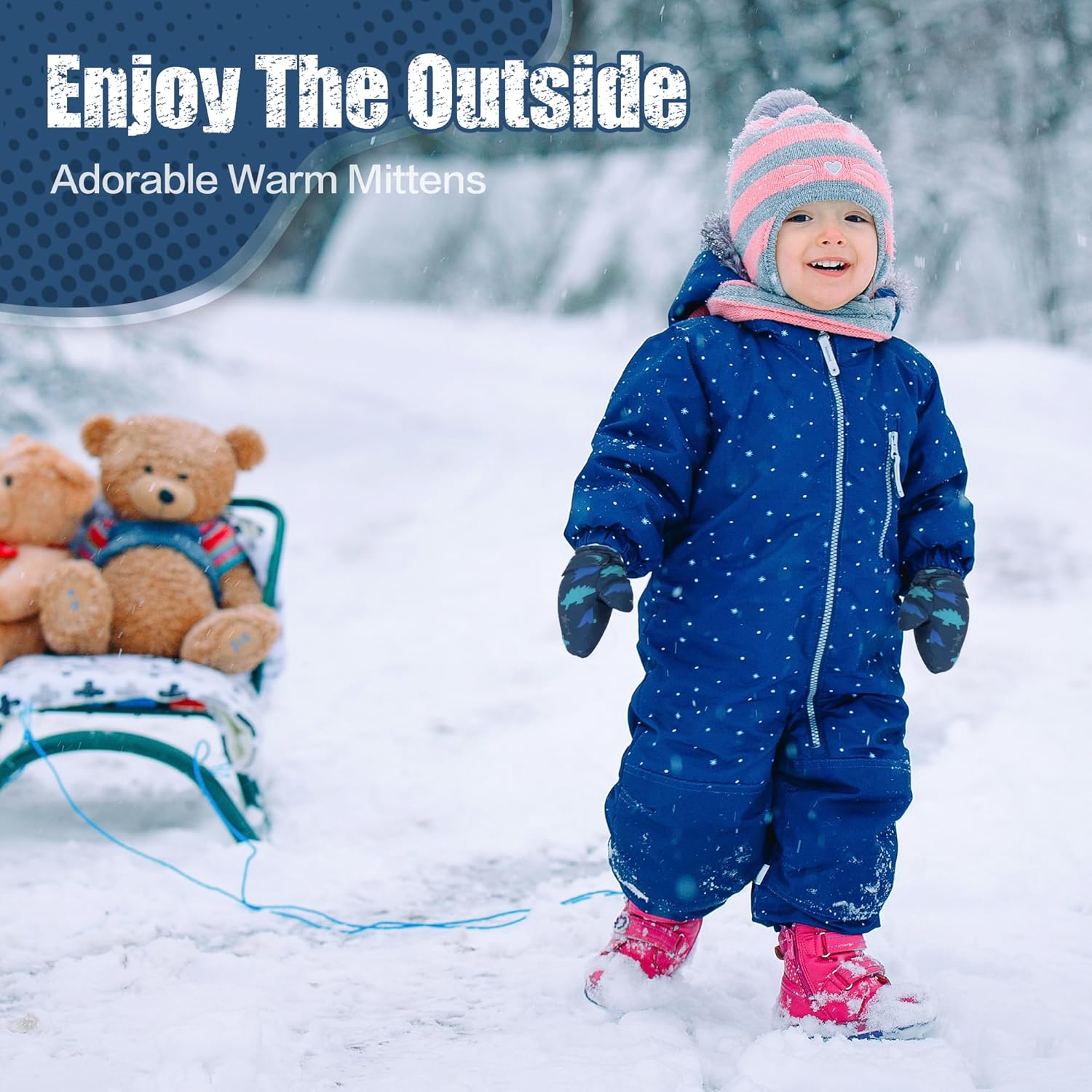 Toddler Mittens Lined Fleece Snow Gloves for Boys Girls Kids Winter Ski Gloves Baby Mittens - Image 5