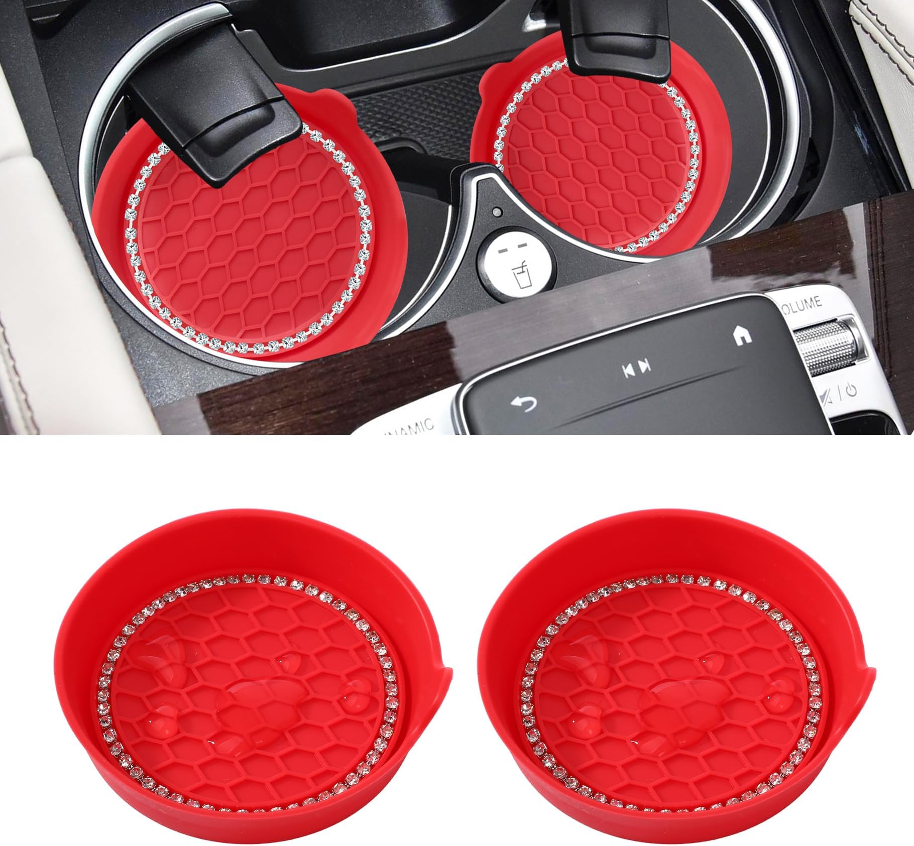 Suvnie 4 PCS Bling Car Cup Holders, 2.75 Inch Silicone Anti