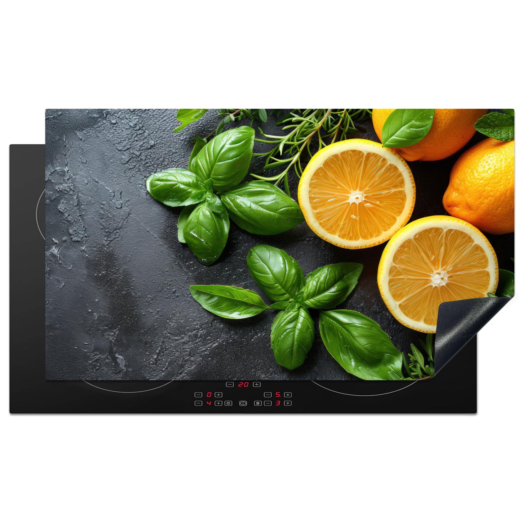 KitchenYeah© Induction Hob Cover Protector Mat 20.3"x35.3" / 89.6x51.6 cm Kitchen Universal Ceramic Covers for Electric Cookers Vinyl Fruit - Grey - Concrete - Orange - Plants