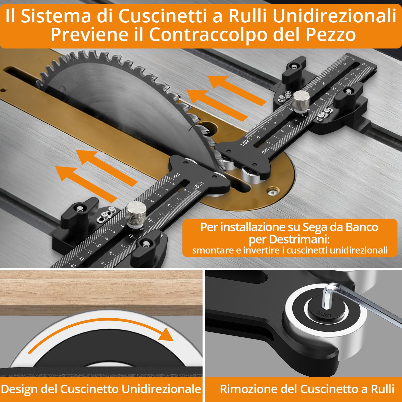 Neoteck Guida Sega Circolare Thin Rip Jig con Scala Graduata, Doppio Cuscinetto Antirimbalzo, Scala 150mm/6" Estensione 20,5cm, Indicatore Calibrabile Taglio 1/32", per Binario T 3/8"x3/4"