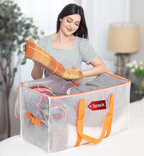 Bolsas de mudanza transparentes  Paquete de 3 bolsas de almacenamiento transparentes extra grandes, resistentes al agua, correas de mochila para