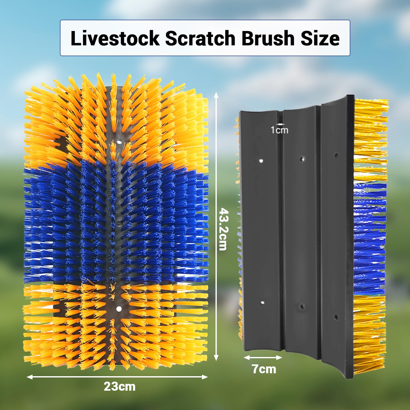 GarveeTech Set di 2 spazzole per la cura dei peli e dei cavalli e degli animali da fattoria, utilizzabili su entrambi i lati per la pulizia della schiena e alleviare il prurito, incluse viti di