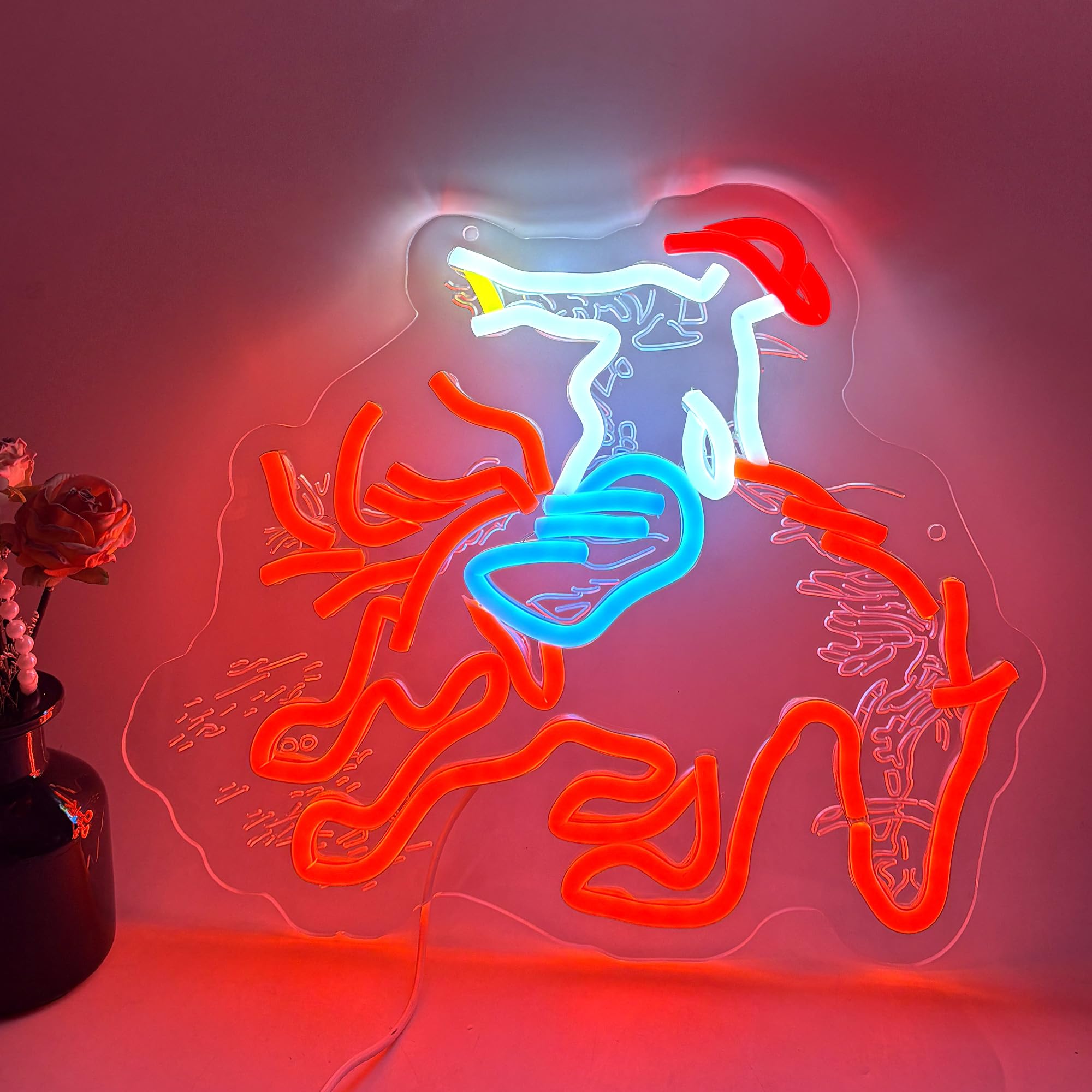 Riding Horse LED Neon Sign,Man with Cowhat Western Style Wall Decor with Acrylic Backing, Dimmable USB Powered Neon Light for Bar, Man Cave, Ranch &amp; Rustic Home Decor Holiday Birthday Gift