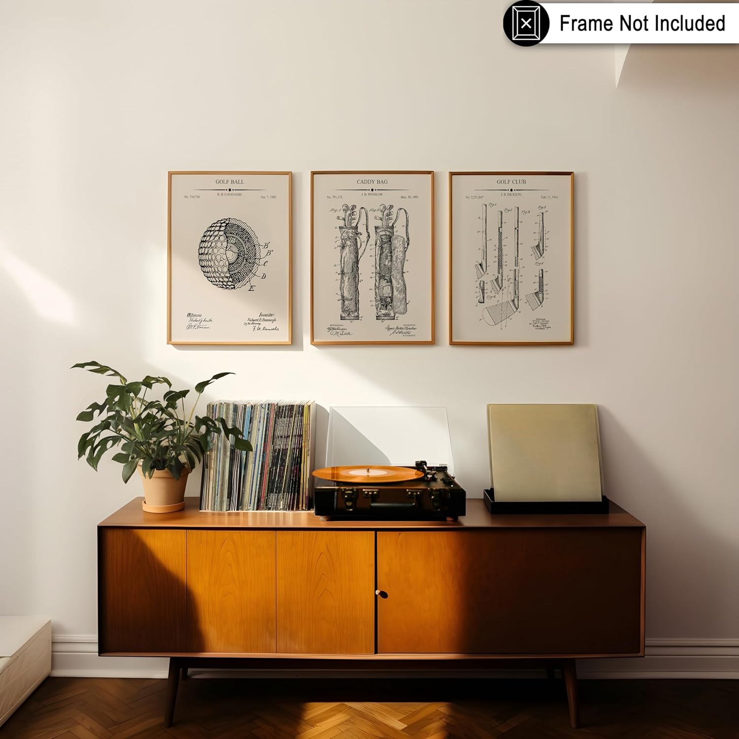 Poster Master 3-Piece Golf Ball Patent Print - Blueprint Poster - Sports Art - Technical Drawing Wall Design - Great Office, Living Room or Gym Wall Decor - 18x24 UNFRAMED Wall Art