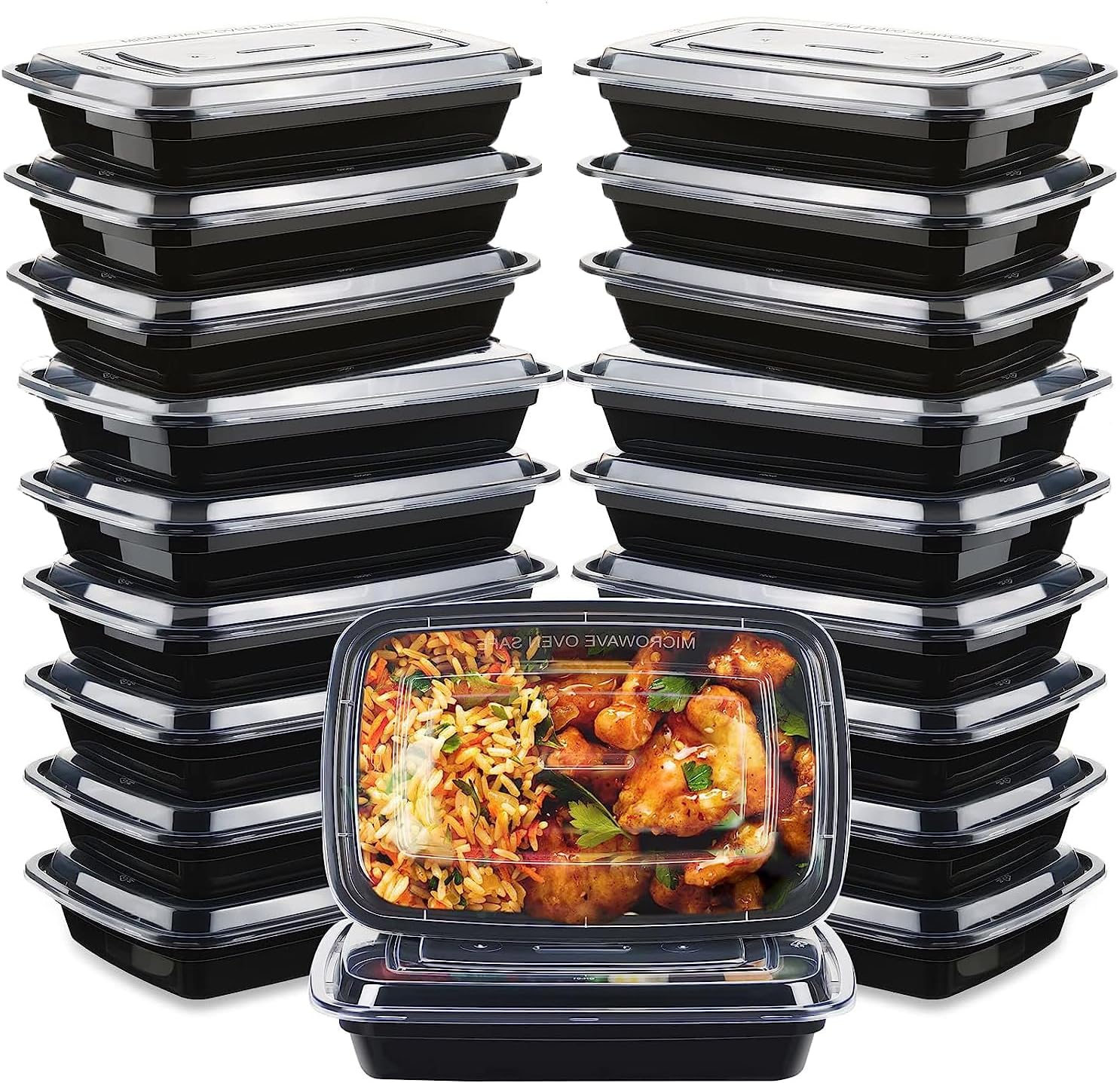 [20 Pack] Meal Prep Containers reusable 1 Compartment, Microwave, Freezers & Dishwashers Safe - BPA Free Reusable Food Storage Containers with Lids - Stackable Salad Lunch Box