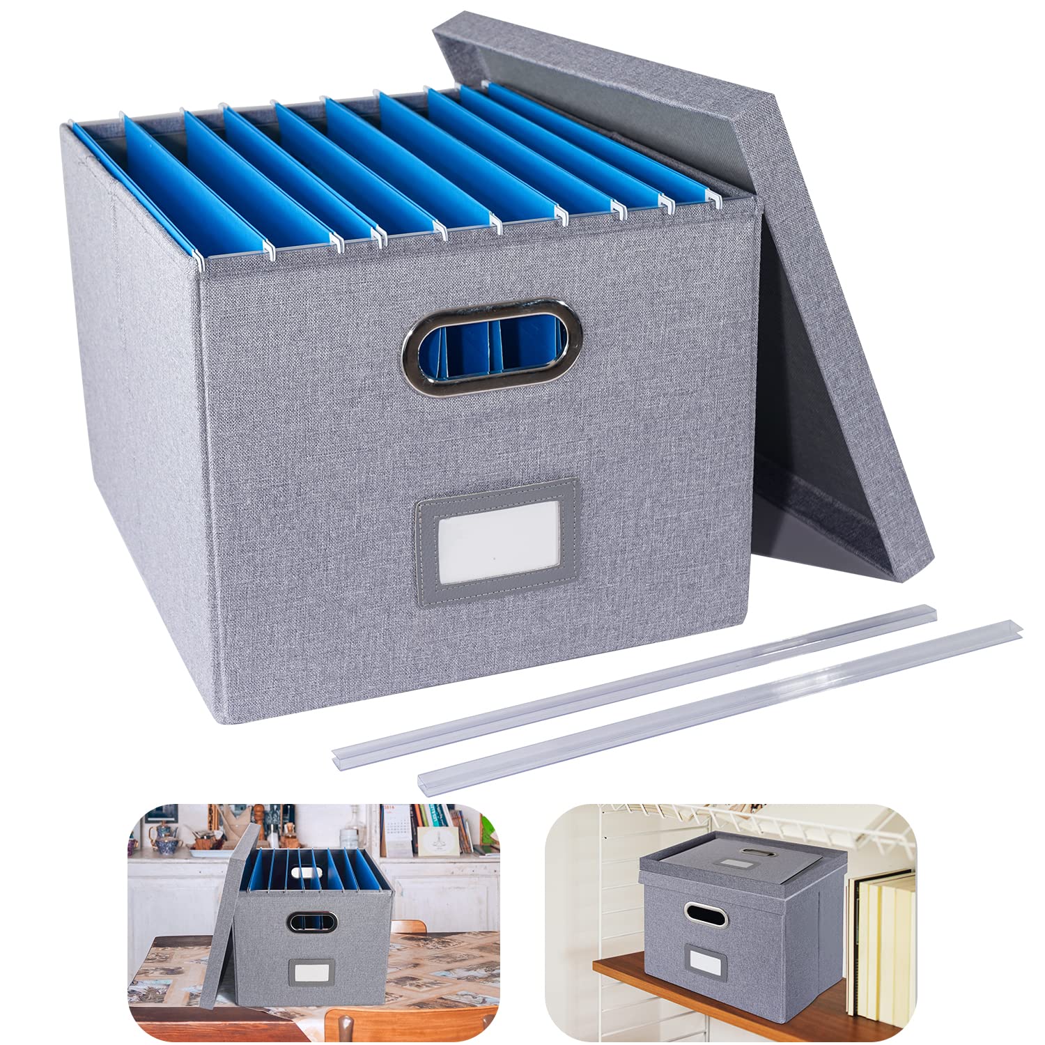 Buy Collapsible File Organizer Box, Decorative Linen Hanging File