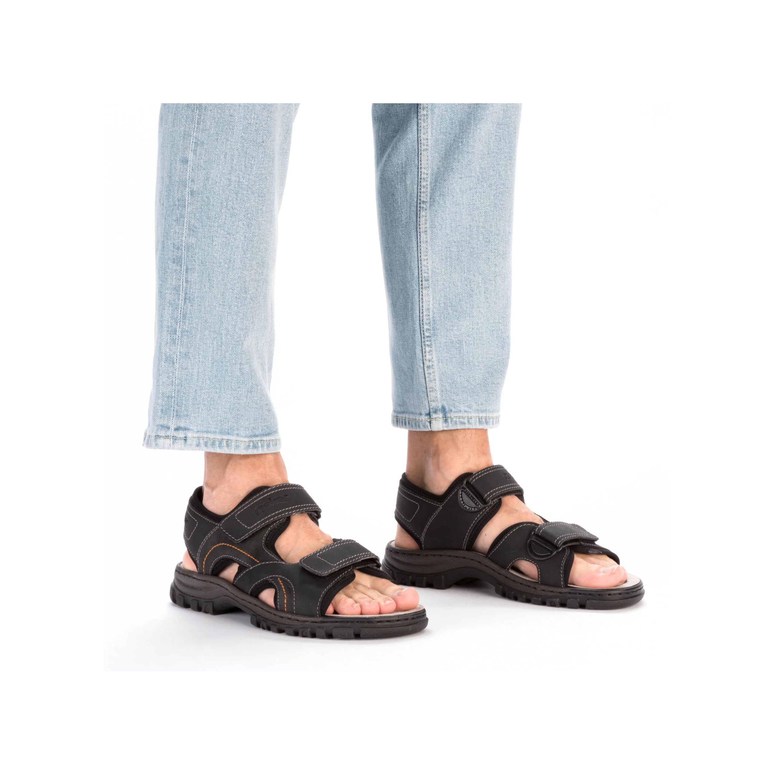 Rieker Herren Sandalen Trekkingsandalen schwarz schwarz