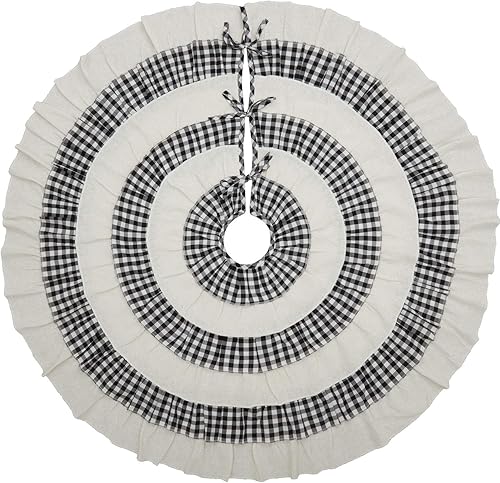 Miniatura 6 de Pine Valley Quilts Burlap Black & White Buffalo Faldón Árbol Volantes Falda (21 Pulgadas Mini)