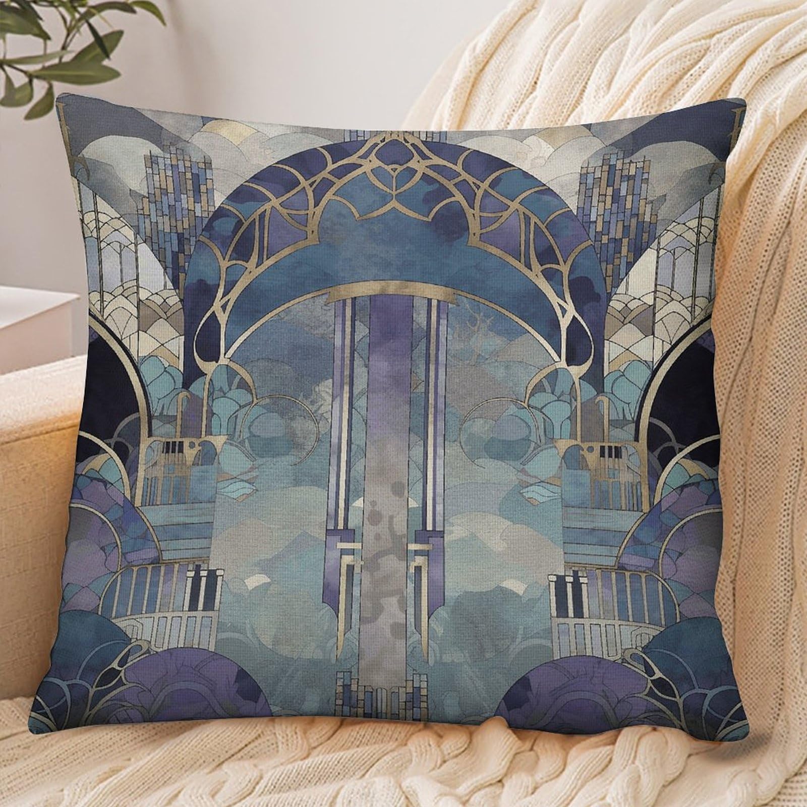 Fekiloot Style Gray And Purple Pattern Pillowcase Pillow Sham Pillow Case
