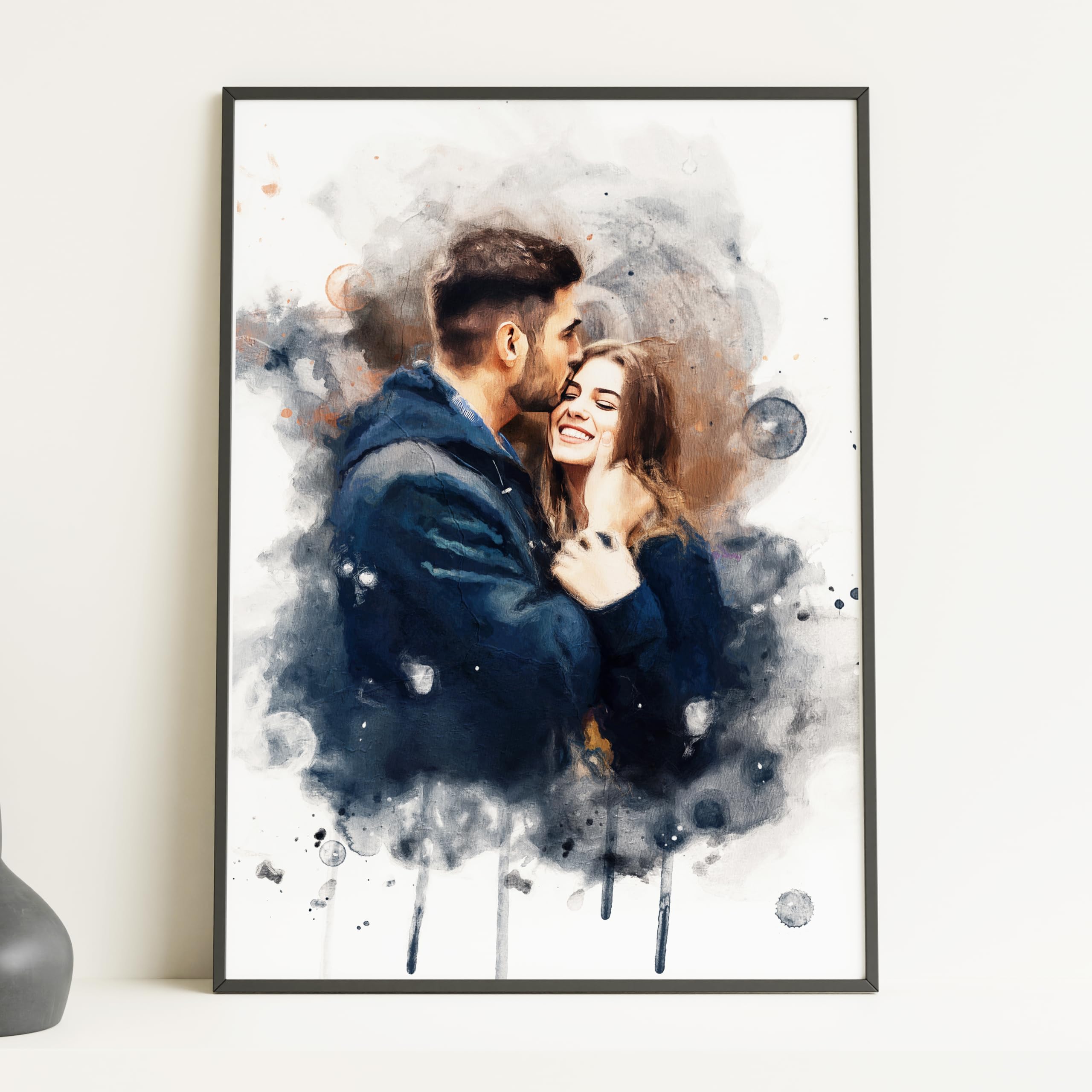 Personalised Gift for Anniversary | Custom Couple Portrait from Photo | Framed or Print