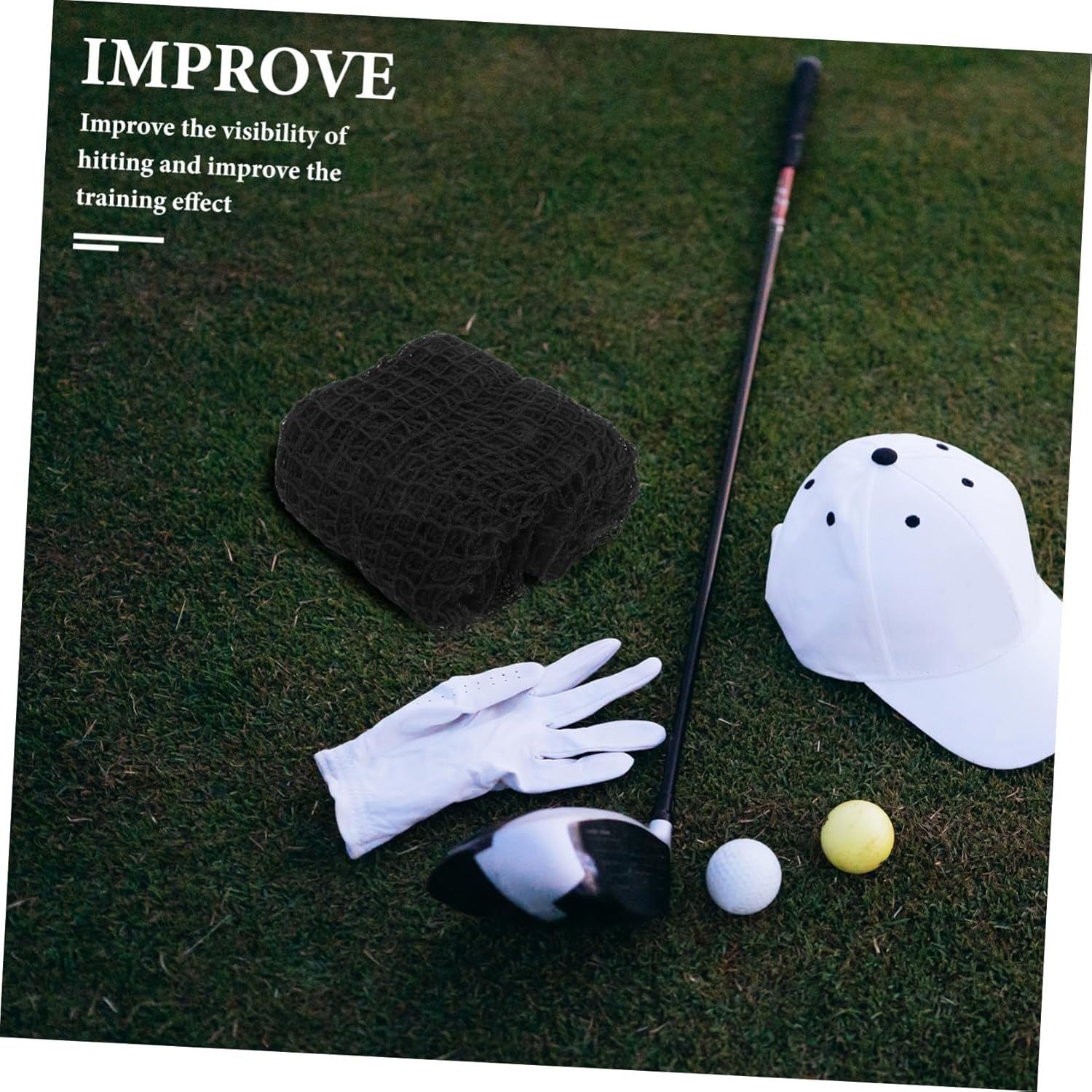 Toyvian Heavy Duty Knotless Design for Enhanced Visibility Portable Training Aid for Backyard Driving and Chipping Versatile for Golf and Baseball Black