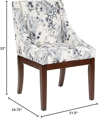 Miniatura 3 de OSP Home Furnishings Monarch - Silla de comedor con diseño de respaldo de ala, acolchado grueso y patas de madera con acabado espresso sólido, tela