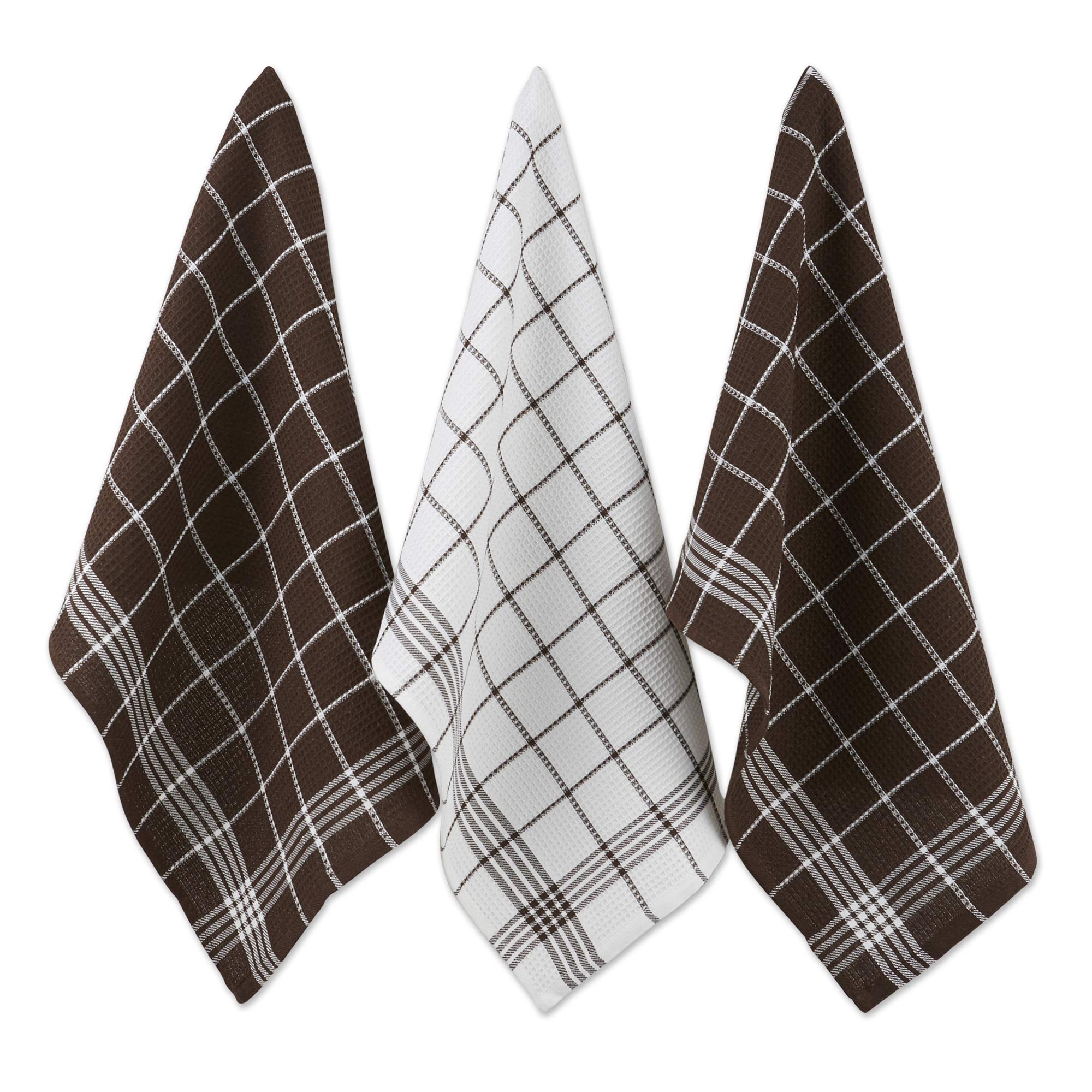 DII Waffle Weave Kitchen Collection100% Cotton, Machine Washable, Fast Drying and Absorbent, Dishtowel Set, 18x25, Mocha Brown 6 Piece