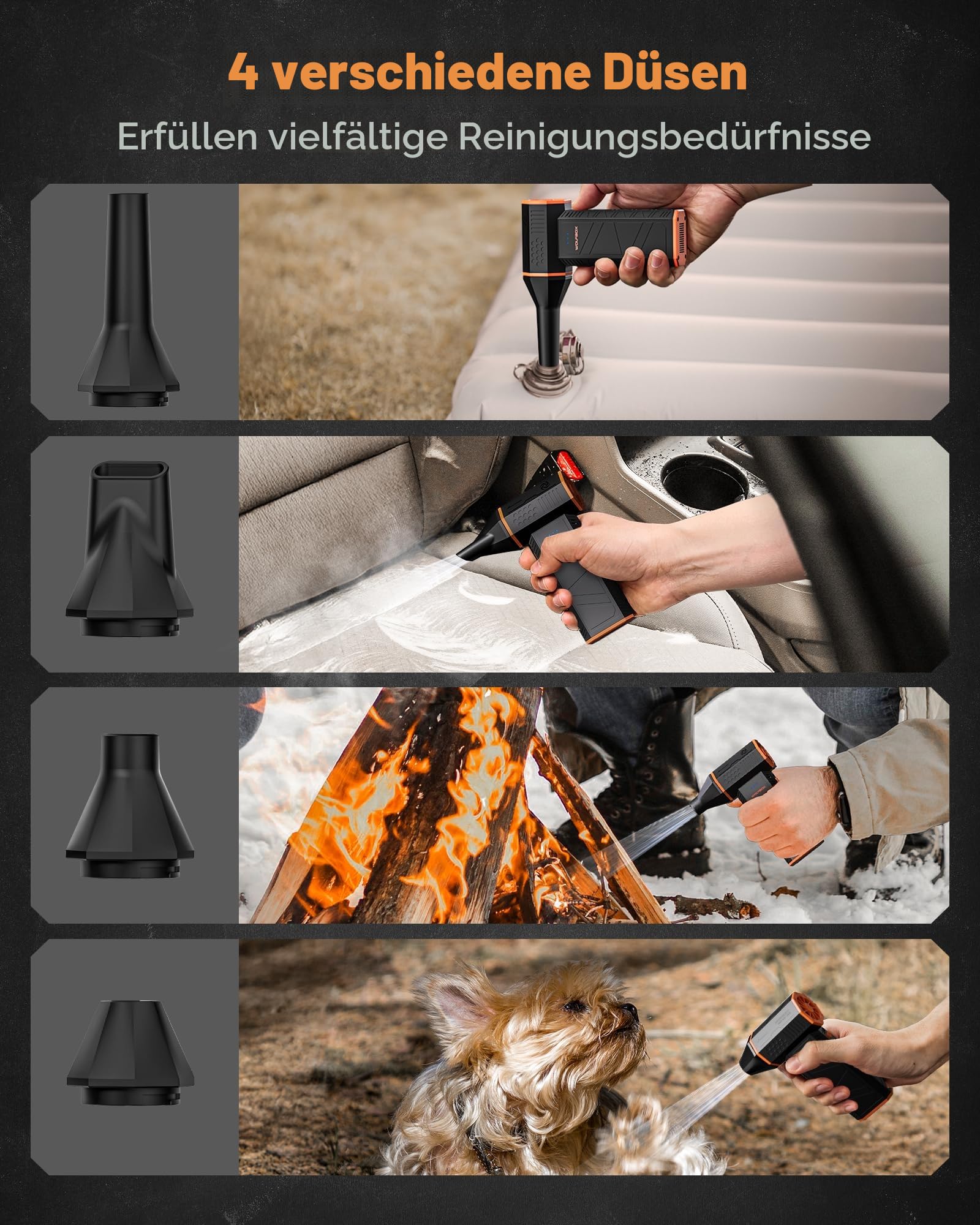 WOLFBOX MegaFlow 50 Electric Air Duster 110000RPM Cordless Staubbläser mit Akku